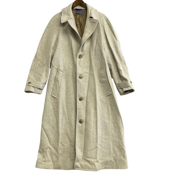Pendleton Men's Size 40 100% Virgin Wool Long Pea Coat Made In USA Beige - Picture 1 of 10
